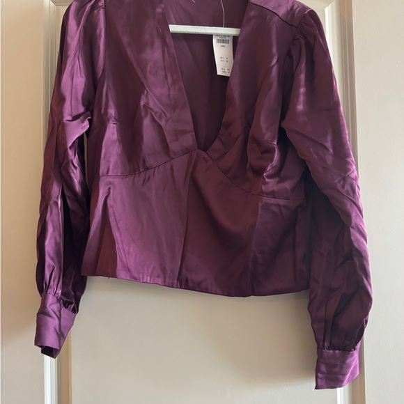 NWT Abercrombie Elegant Plum V-Neck Women's Top - Picture 1 of 3